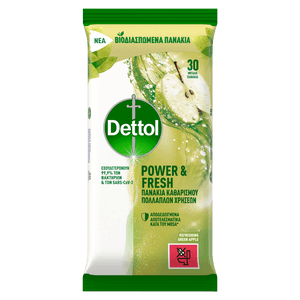 DETTOL POWER & FRESH ΠΑΝΑΚΙΑ ΚΑΘΑΡΙΣΜΟΥ ΠΟΛΛΑΠΛΩΝ ΧΡΗΣΕΩΝ GREEN APPLE